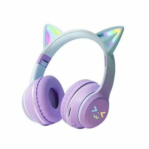 Беспроводные наушники Cat ear BT612 детские c ушками кошки, LED, Bluetooth, святятся, черный