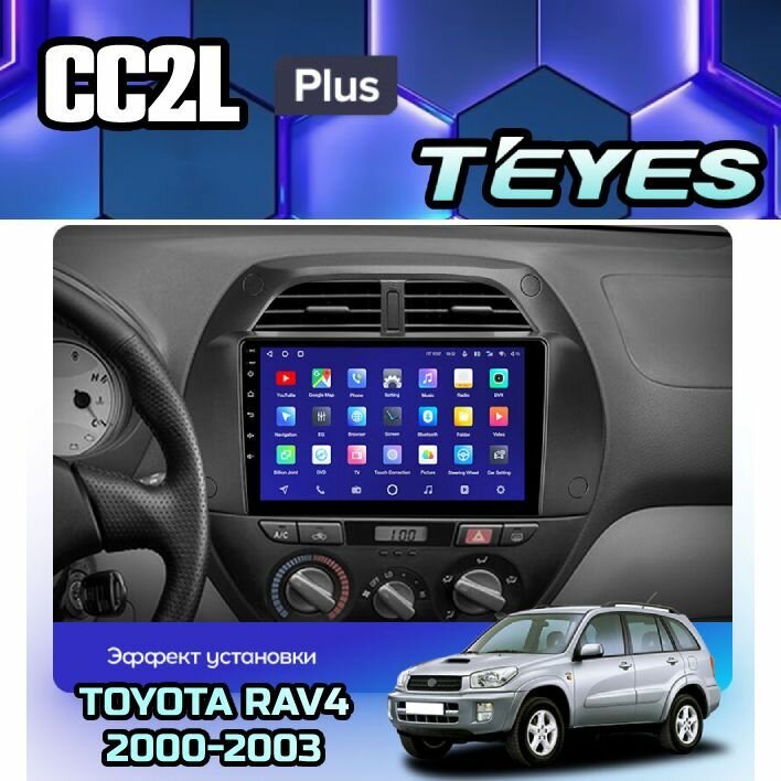 Магнитола Toyota RAV4 2000-2003 Teyes CC2L+ 2/32GB, штатная магнитола, 4-х ядерный процессор, IPS экран, Wi-Fi, 2 DIN