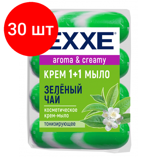 Комплект 30 упаковок, Мыло туалетное крем EXXE 1+1 Зеленый чай 90гр зеленое полосатое экопак 4ш/у крем мыло exxe 1 1 оливковое масло зеленое полосатое 80 г 2 шт