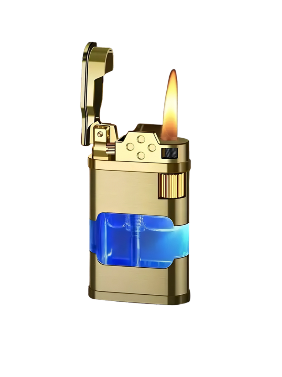 Металлическая газовая зажигалка + кремни в наборе - фотография № 1