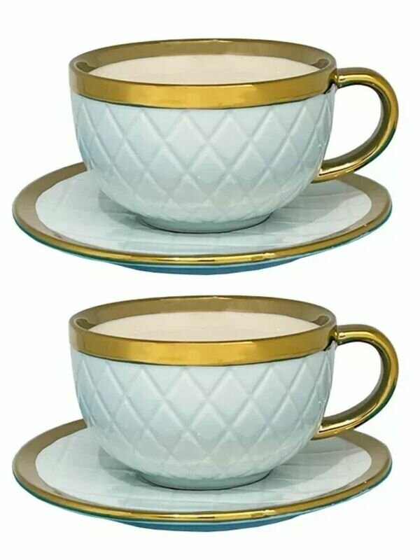 фото Чайный набор, чашка с блюдцем / 4 предмета, 290мл / Фарфор, Lefard