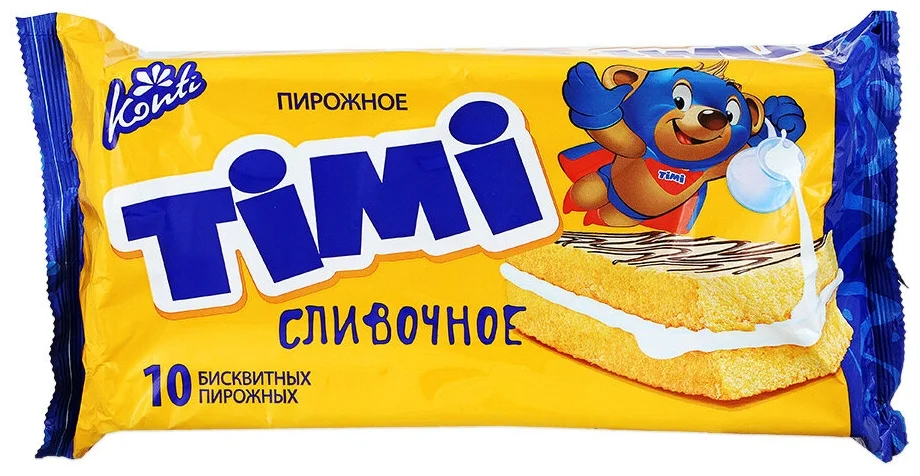 Пирожное Konti Timi сливочное, 300 г, 10 шт. в уп.
