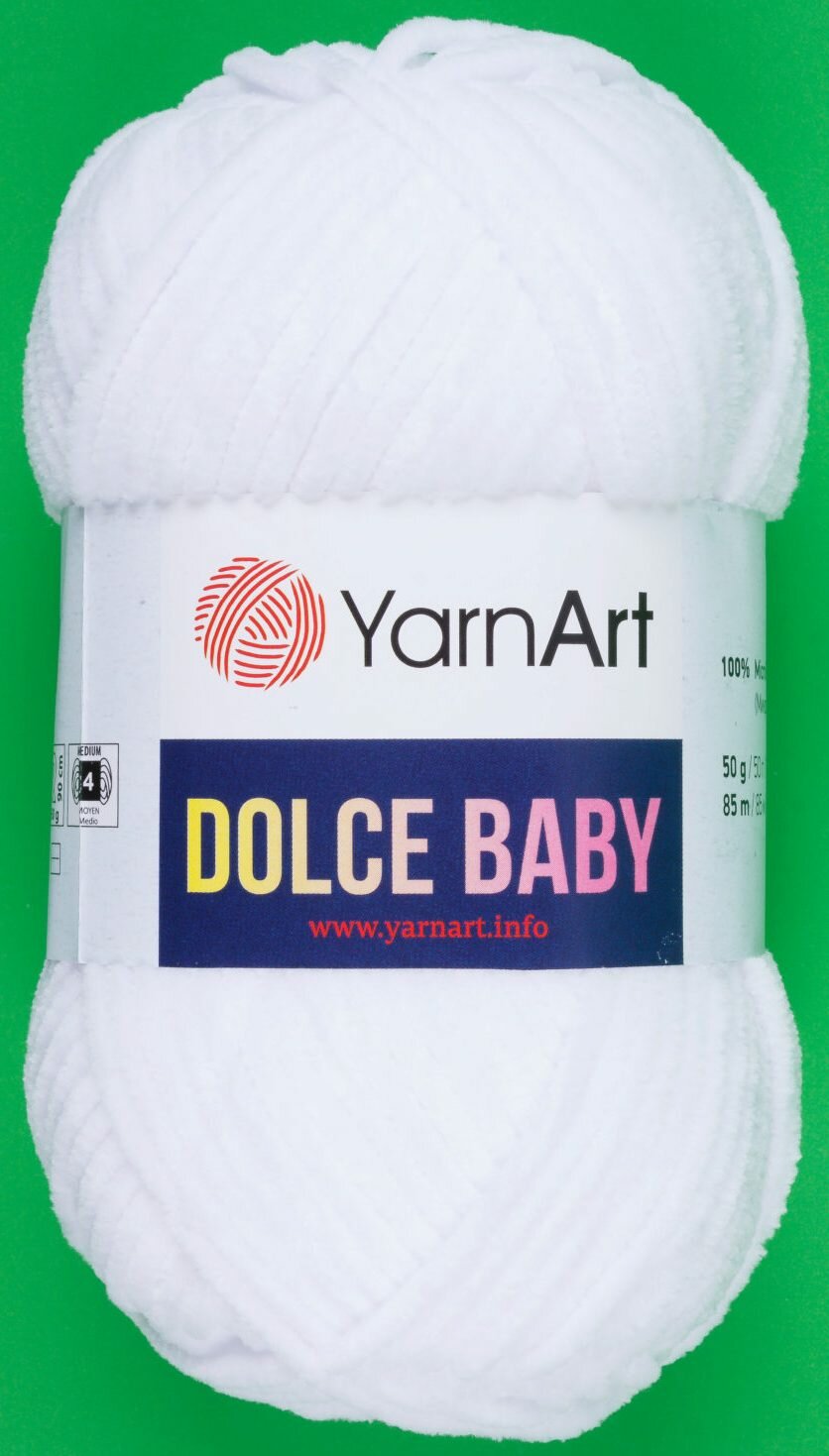 Пряжа YarnArt Dolce Baby белый (741), 100%микрополиэстер, 85м, 50г, 1шт