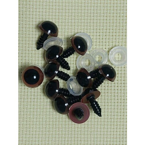 Глазки для игрушек, винтовые с заглушками. Цвет фиолетовый. Диаметр 12 мм, длина 18 мм, 8 штук, 4 пары