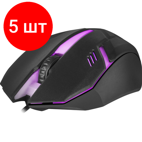 Комплект 5 штук Мышь компьютерная Defender Hit MB-550 7цв4кн50080010001600dpi черный 282700₽