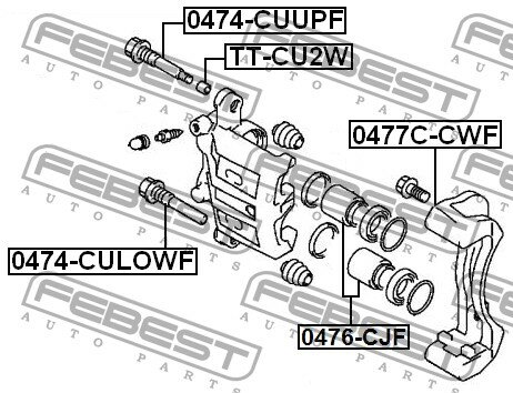 Втулка направл. суппорта торм. FR MITSUBISHI OUTLAND, 0474CULOWF FEBEST 0474-CULOWF