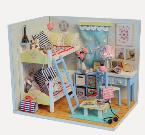 Изображение товара Румбокс Hobby Day "Комната девчонок", масштаб 1:43, пластик, текстиль, дерево, бумага, картон, 1 уп.