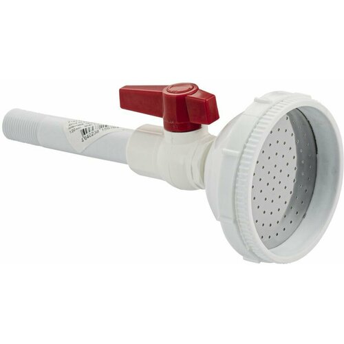 Комплект для летнего душа из высокопрочного АБС пластика, лейка D-90 мм, сгон - 120 мм, кран 1/2 г/ш, цвет белый