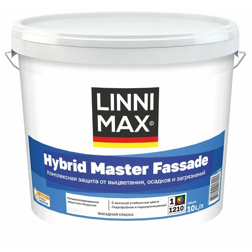 LINNIMAX HYBRID MASTER FASSADE краска фасад водно-дисп с силикон для нар раб мат база 1 10 л объект 14000₽