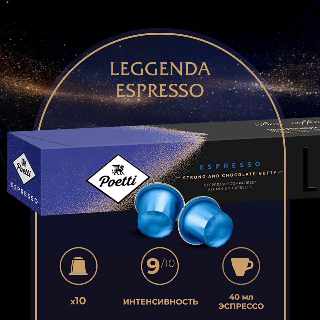 Кофе натуральный в капcулах Poetti Leggenda Espresso 10 капсул (системы Nespresso) - фотография № 6