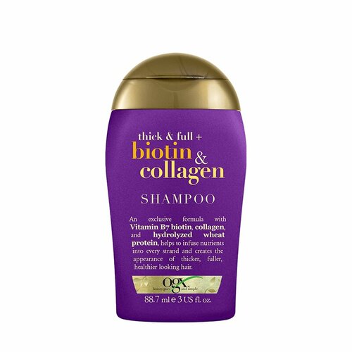 shampoo and conditioner ogx thick and full biotin and collagen 13 fl oz x 2 385 ml x 2 pack of 2 Шампунь для тонких волос с биотином и коллагеном тревел / Travel Thick And Full Biotin And Collagen Shampoo 88,7 мл