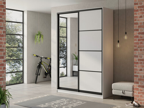 Изображение товара Шкаф купе для одежды Матэрна лофт белый + зеркало, 160х45х240 см