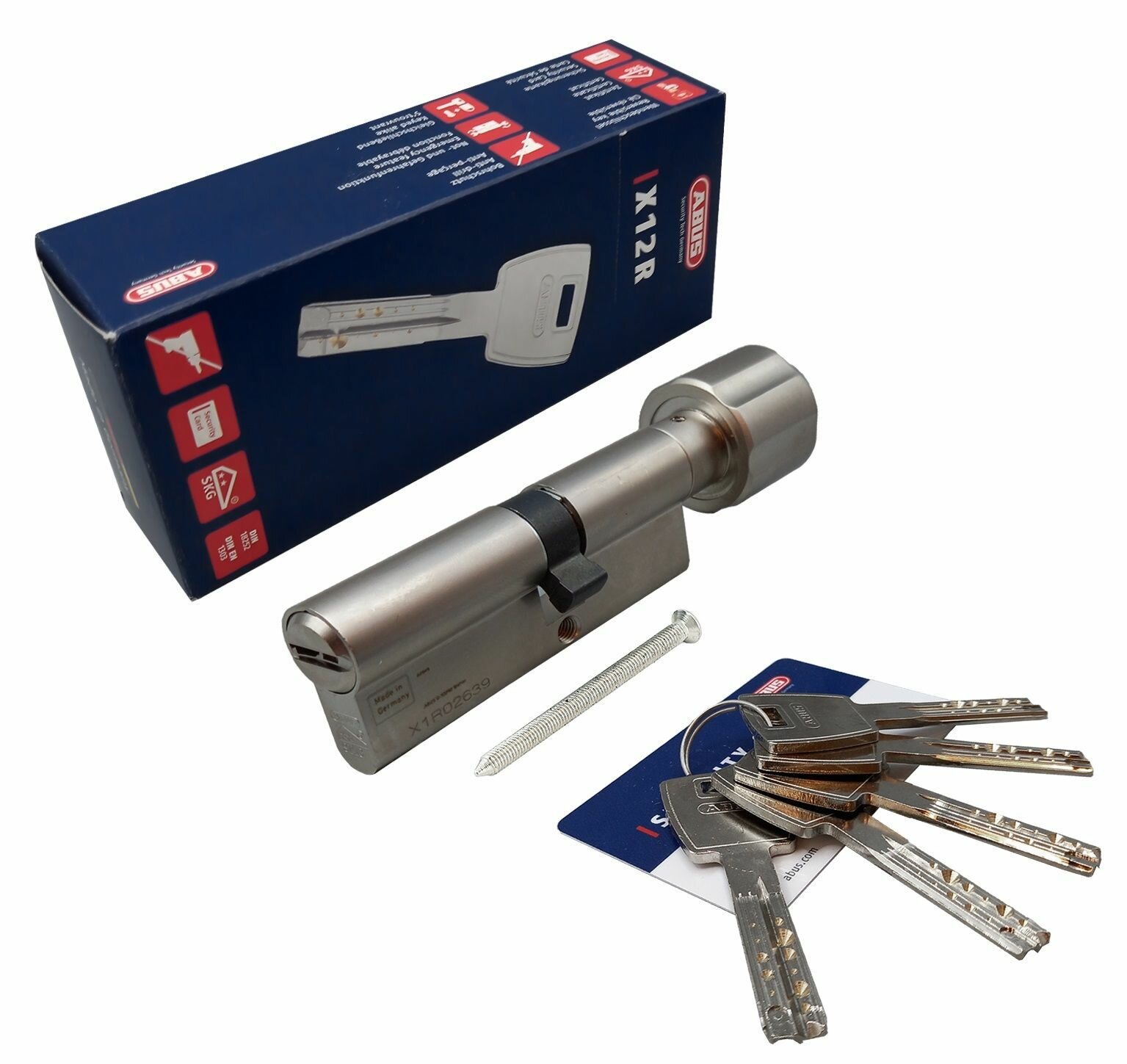 Цилиндровый механизм ABUS X12R430 ключ/вертушка 35-35 (70 мм) NI
