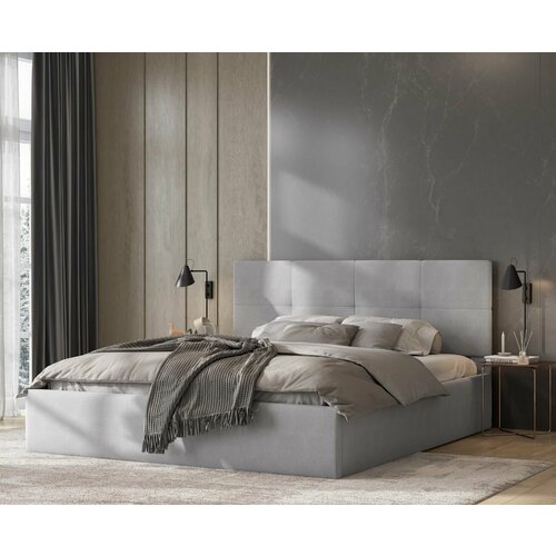 Кровать мягкая двуспальная Серый велюр 16009002000 основание в комплекте 14900₽