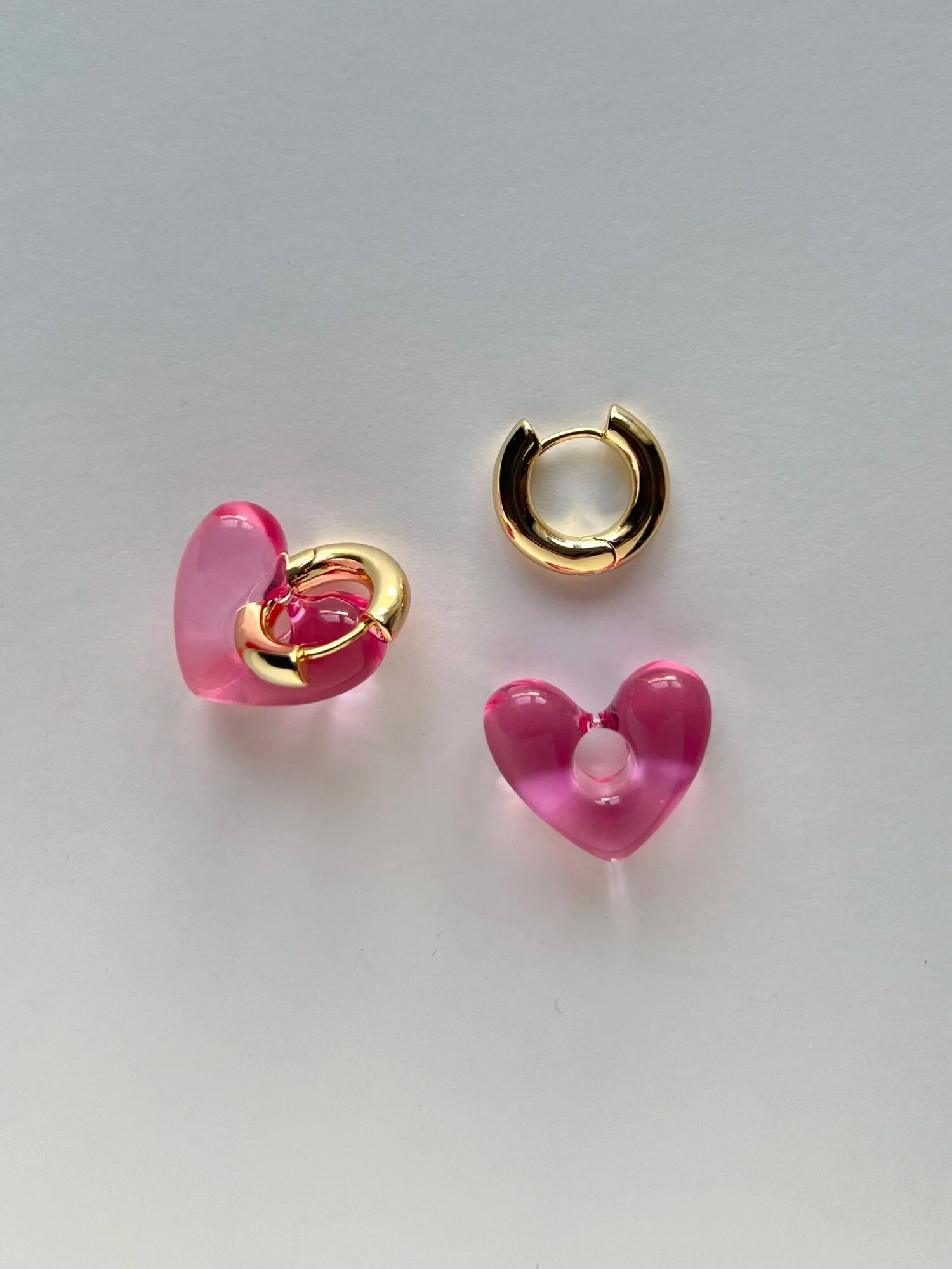 Серьги FETISH, размер 45 мм, розовый/золотой — фото 1