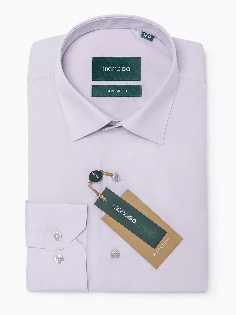 Рубашка MONDIGO классическая CLASSIC FIT с длинным рукавом, размер M - 170-182, жемчужный серый