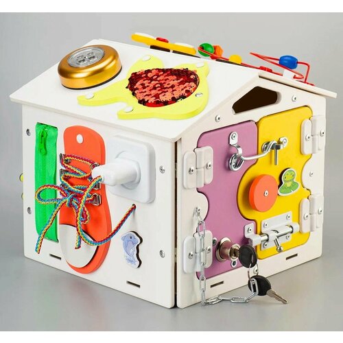 Бизиборд Домик со светом Малышок Бизидом, игрушки для девочек, мальчиков, подарки детям