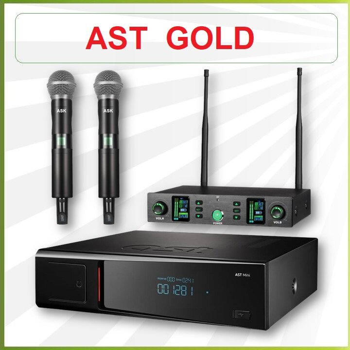 AST START GOLD - профессиональный комплект караоке для дома, более 23000 песен, радиомикрофоны PREMIUM