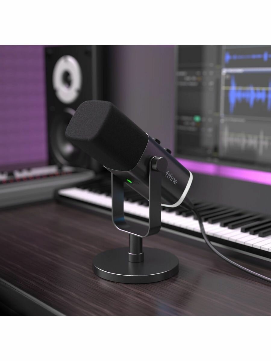 Микрофон FIFINE AM8, динамический с RGB подсветкой, USB / XLR, Black — фото 1