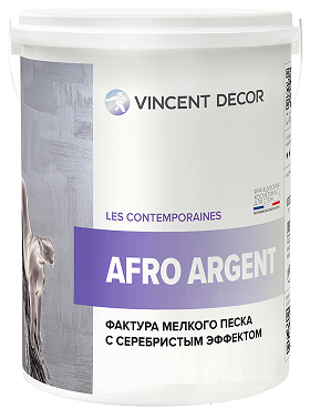 Краска Фактурная Vincent Decor Afro Argent 2.5л с Эффектом Мелкого Песка Серебро Перламутровая / Винсент Декор Афро Аржент.