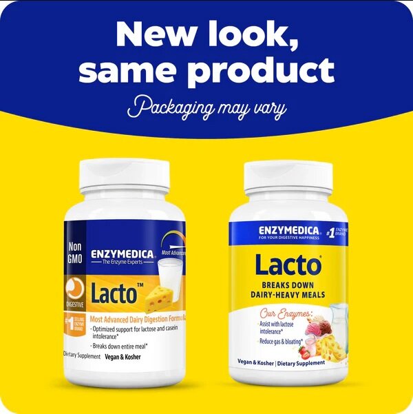 Картинки Enzymedica, Lacto, формула для переваривания молочных продуктов последнего поколения, 30 капсул