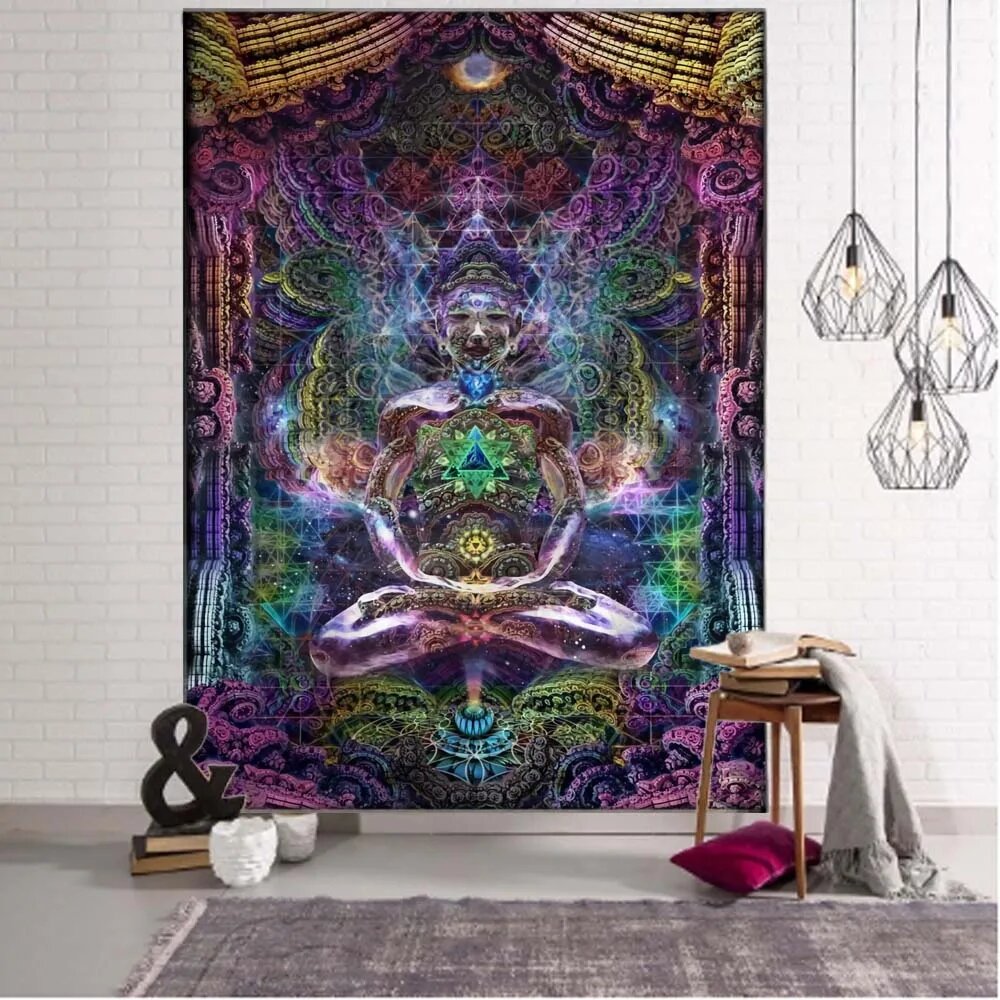 Полиэстер гобелен психоделический, 90x75cm, Фиолетовый