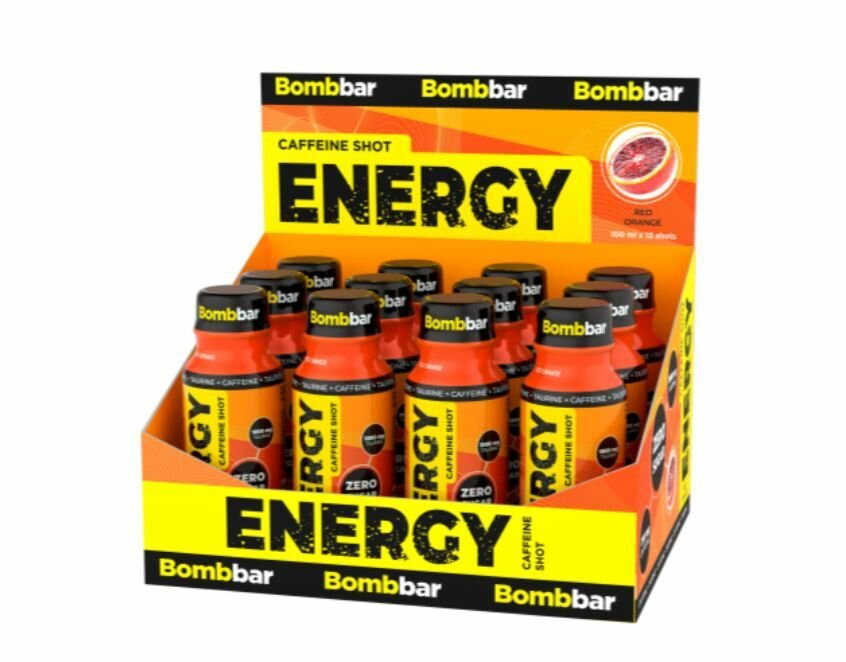 Энергетический гель Bombbar ENERGY Caffeine Shot, 12шт х100 мл, вкус: горький лимон