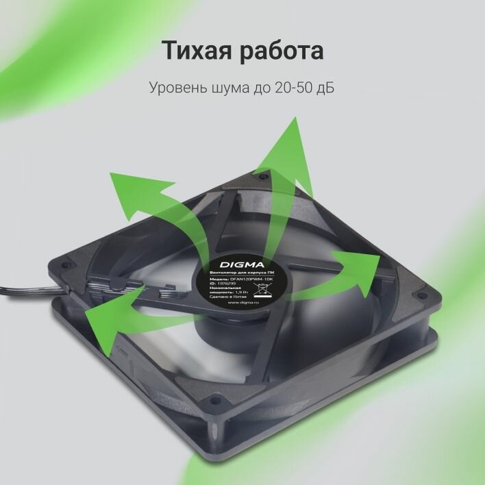 Кулер Digma DFAN140PWM-1BK 140мм PWM — фото 1