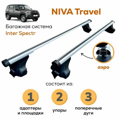 фото Багажник для niva travel (нива тревел ), inter spectr аэро 120см на гладкую крышу с креплением за дверной проем