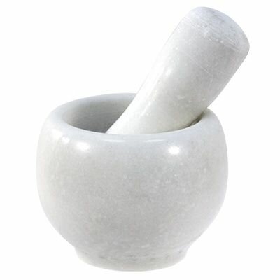 Ступка КНР 250 мл, натуральный камень, диаметр 9 см высота 7,8 см, с пестиком 3,7х13 см