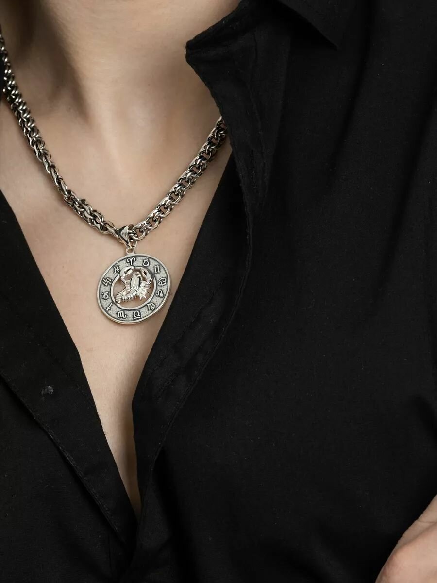 Подвеска TOP CRYSTAL, серебро, 925 проба, чернение, размер 3 см., серебристый