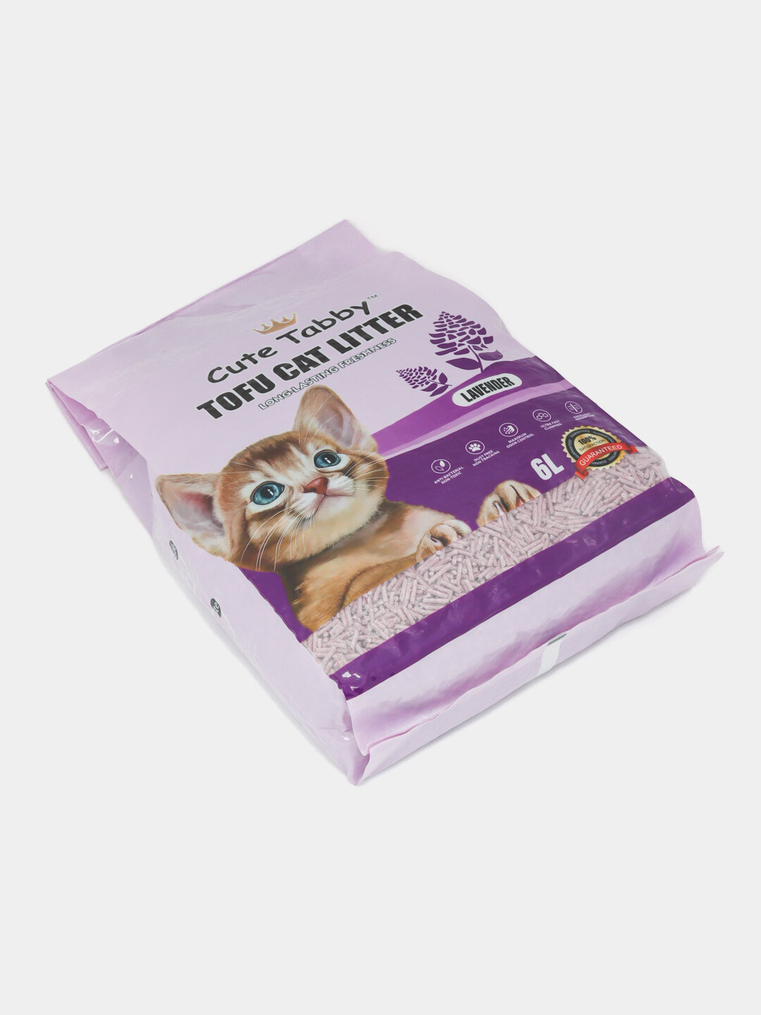 Наполнитель для кошек Tofu, без пыли, смываемый в унитаз 6 л, Сиреневый — фото 1
