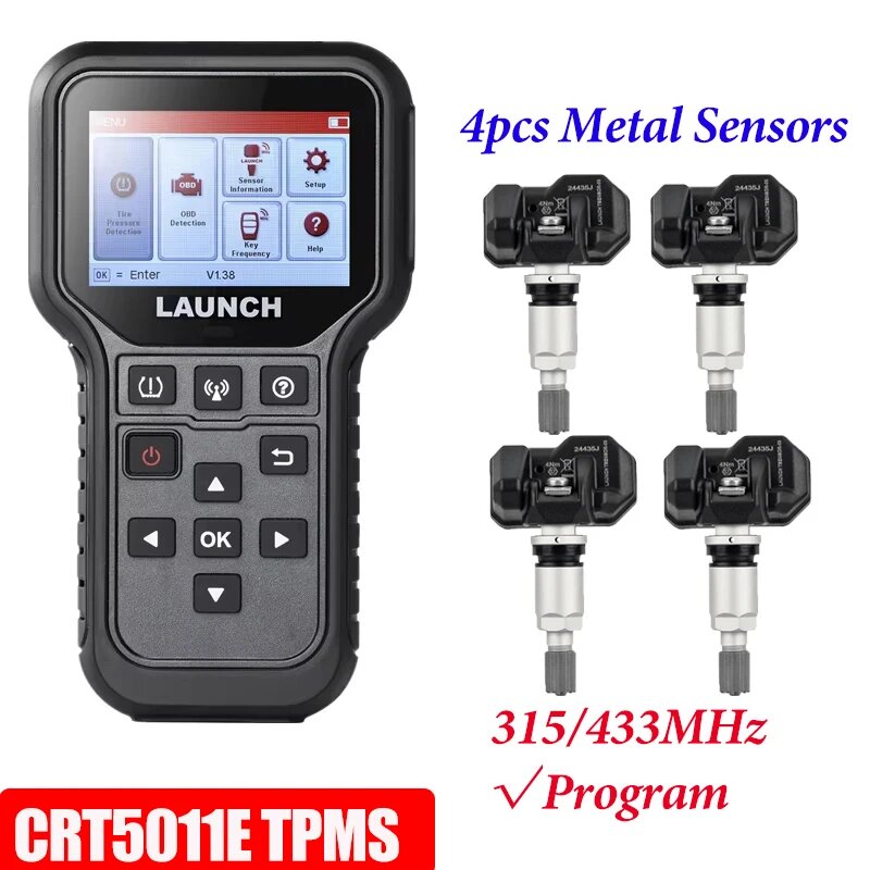 LAUNCH X431 CRT5011E Инструмент для диагностики давления в шинах TPMS Clear Tire DTCs Программа сброса активации Запуск радиочастотных датчиков Инструмент Tpms, with RF03 Sensors