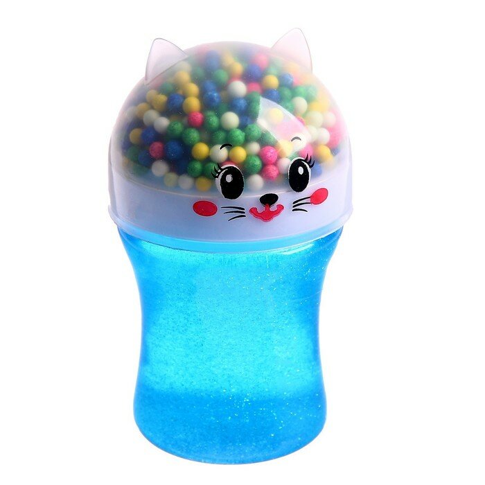 Лизун - слайм «Котик» с наполнением блёстки цвета Разные цвета