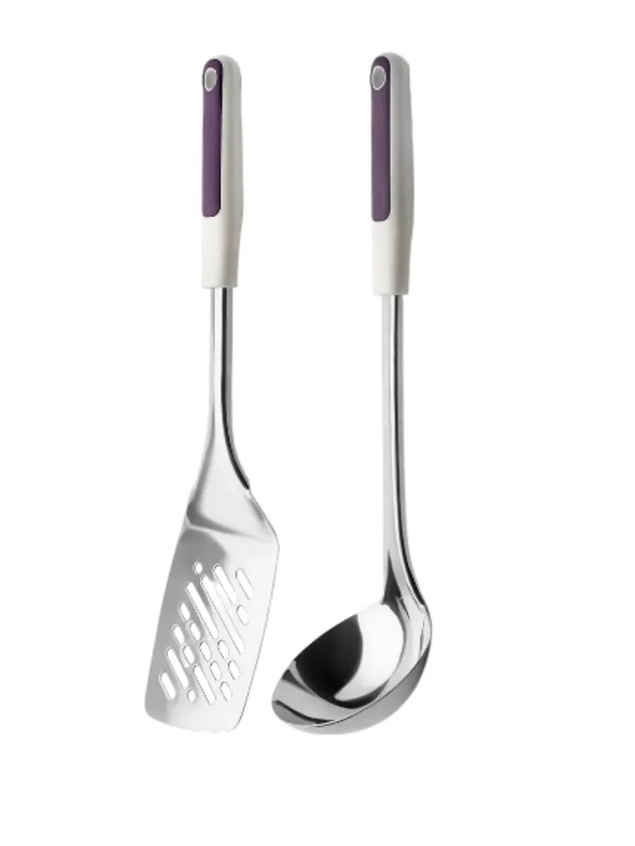 Картинки Набор кухонный Apollo, нержавеющая сталь/пластик, половник, лопатка, 33 см