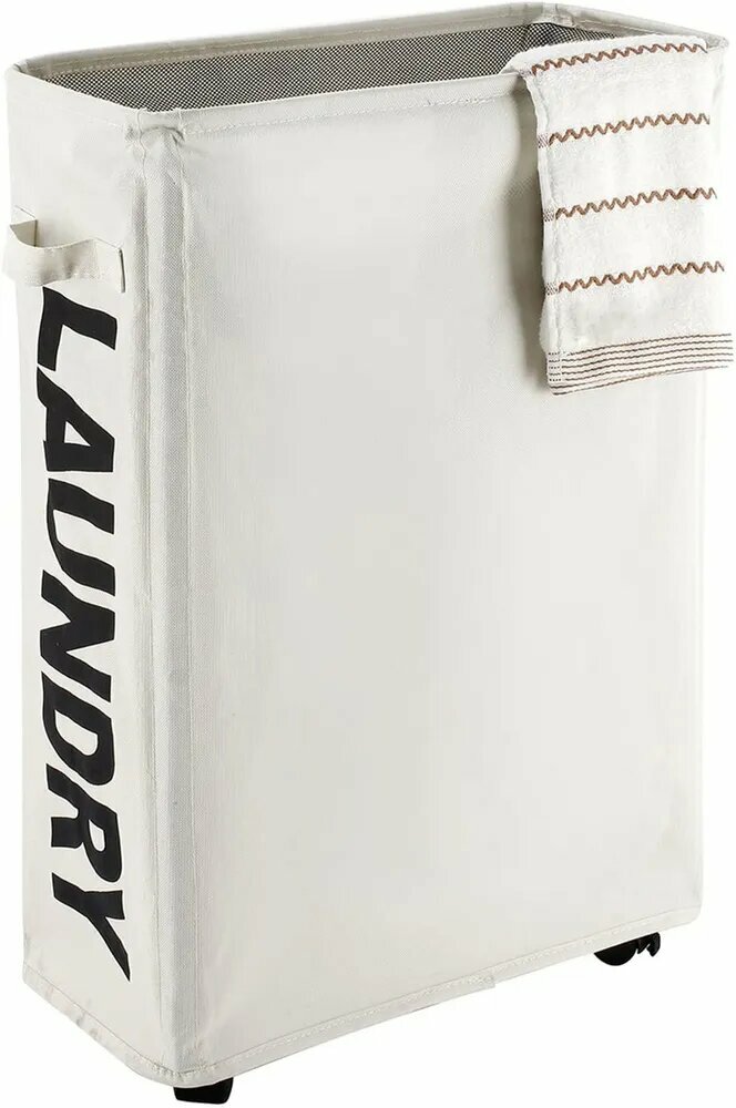 Корзина для белья  складная прямоугольная хлопок белая 42л