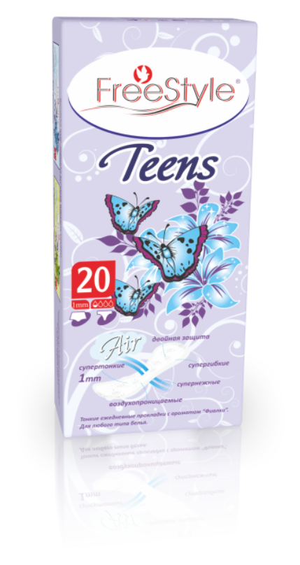 Прокладки женские гигиенические (ежедневные) "Free Style Teens" с ароматом фиалки 20 шт.