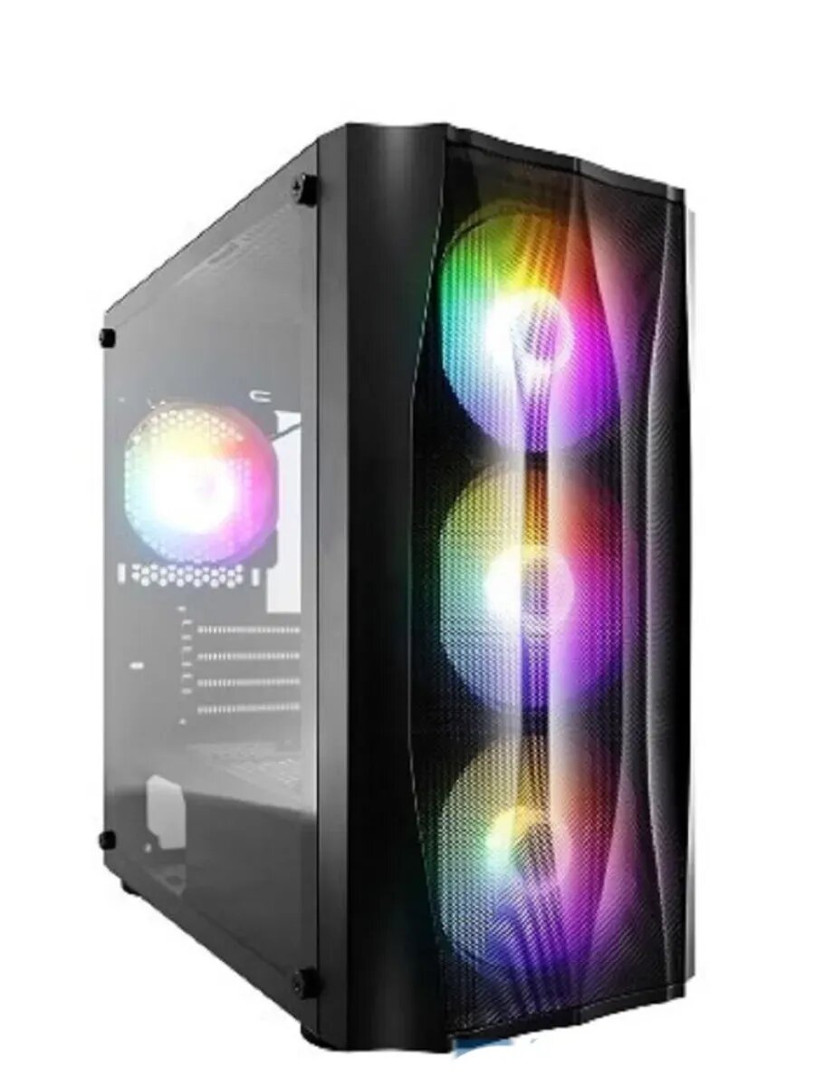 Корпус для ПК FIREBASE X3-M Black / mATX/ 4x120mm LED fans inc