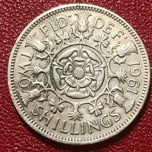 Монета Великобритания 2 Шиллинга 1961 год #2/8 монета великобритания 2 шиллинга 1948 год 2 8