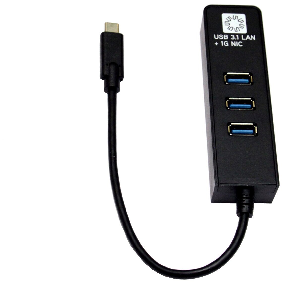 Сетевая карта RJ-45 5Bites UA3C-45-10BK USB3.1 Type-C на LAN Ethernet кабель-адаптер + хаб три порта 3.0