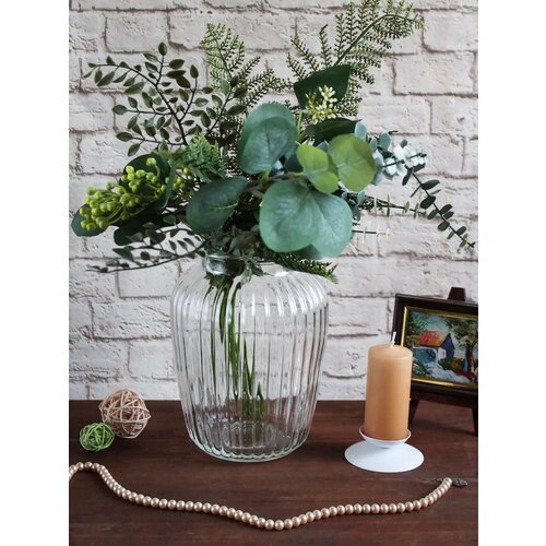Ваза для цветов / ваза для декора / ваза для сухоцветов, прозрачная, 19 см.
