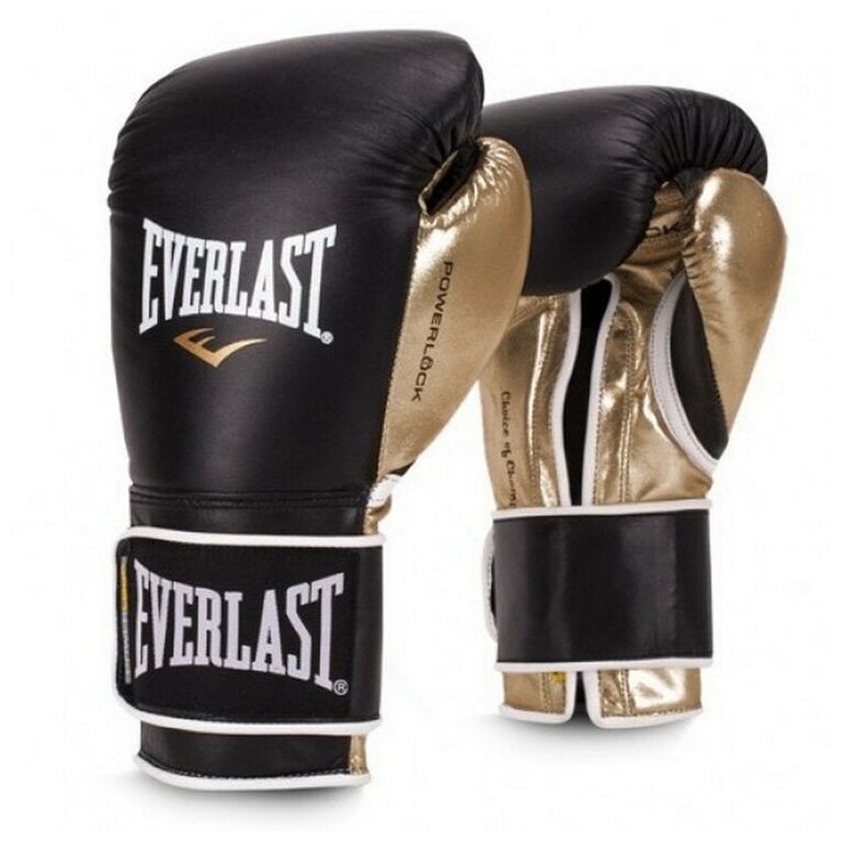 Перчатки тренировочные Everlast Powerlock PU 12oz черные/золотые