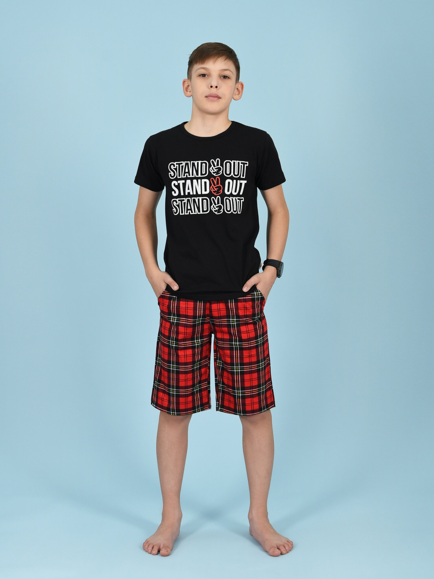 Пижама для мальчика с шортами детская одежда для подростка костюм домашний для мальчиков (512-22 р72 (140) 03) LIDEKO kids