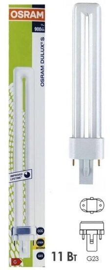 Лампа люминесцентная Ledvance-osram Osram DULUX S 11W/41-827 G23 (мягкий тёплый белый)