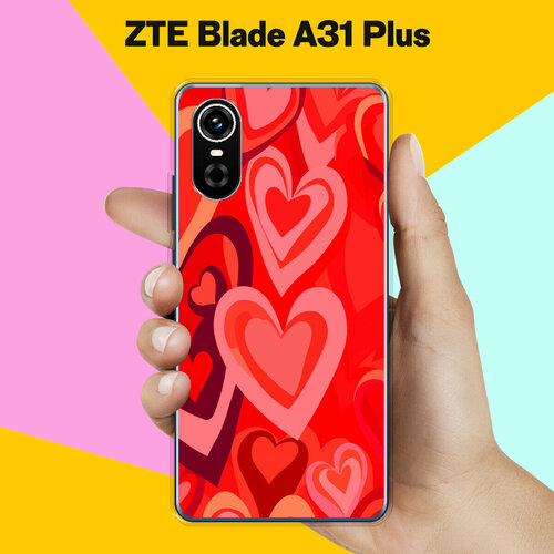 Силиконовый чехол на ZTE Blade A31 Plus Красные Сердца / для ЗТЕ Блейд А31 Плюс