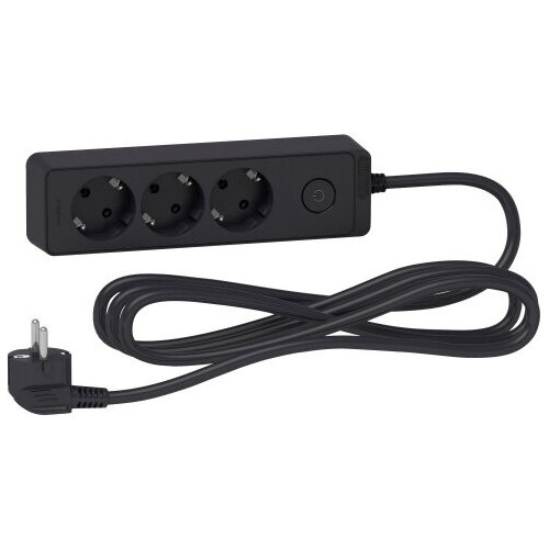 SE Unica Extend Черный Удлинитель 3 розетки 2КЗ кабель 3м арт ST9433B 5210₽