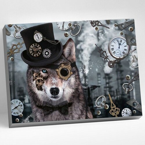 Картина по номерам 40 × 50 см «Стимпанк волк» 17 цветов