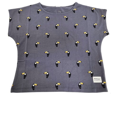 фото Футболка для девочки "тукан", серая, 134 magnus