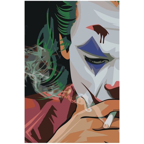Джокер в сигаретном дыму Раскраска картина по номерам на холсте