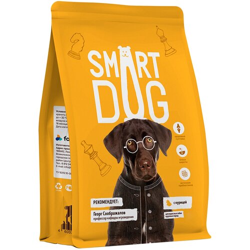 SMART DOG для взрослых собак крупных пород с курицей (3 кг х 4 шт)